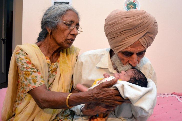 Далджинер Каур из Индии пошла дальше — своего первенца она родила в 72 года